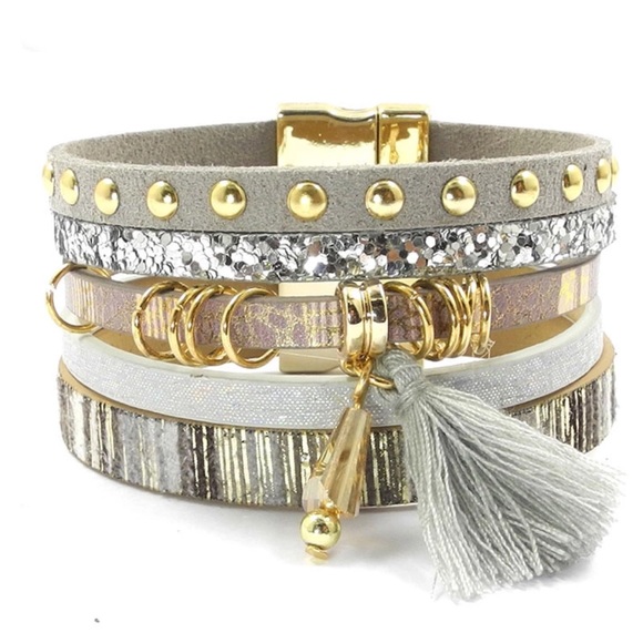 On trend! Boho leather cuff bracelet! - Picture 2 of 3